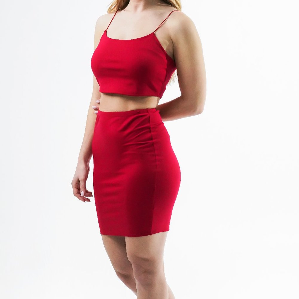 Red Skirt Set